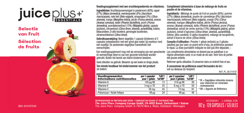 Miscela di frutta e verdura in capsule