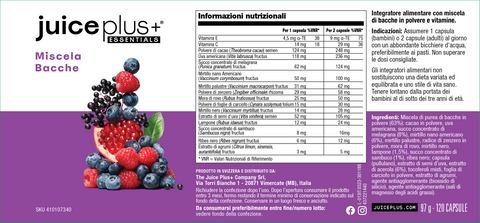 Capsule Miscela Frutta, Verdura, Bacche e Miscela Omega+